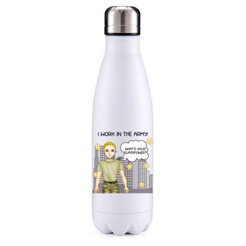Army male blond hair key worker insulated metal bottle