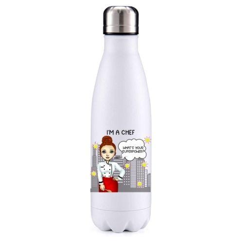 Chef  female red head key worker insulated metal bottle