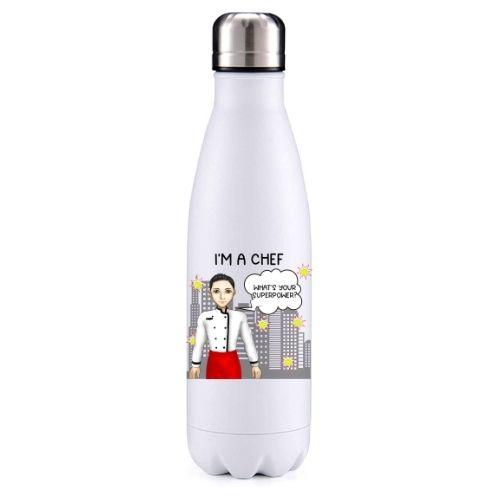 Chef  male black hair key worker insulated metal bottle