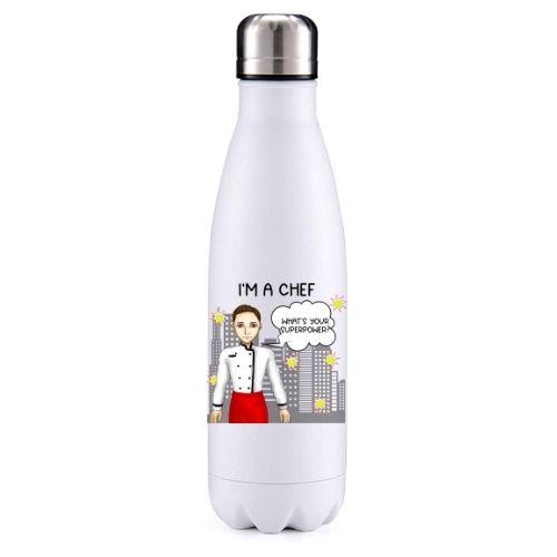 Chef  male brown hair key worker insulated metal bottle