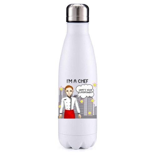 Chef  male red head key worker insulated metal bottle