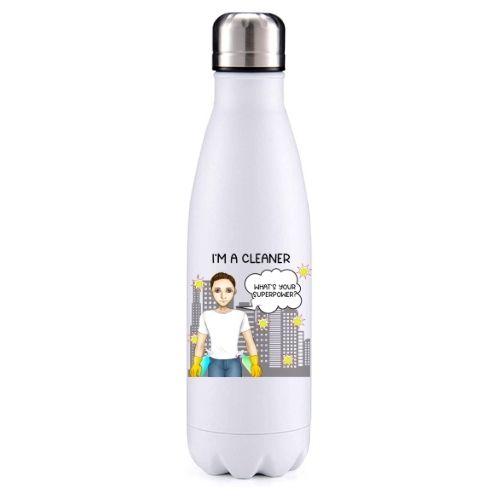 Cleaner  male brown hair key worker insulated metal bottle