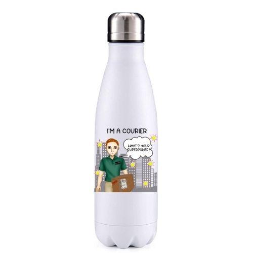Courier  male red head key worker insulated metal bottle