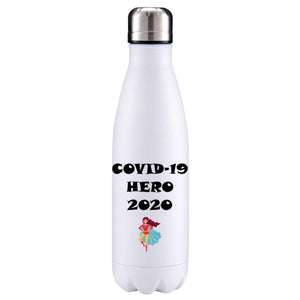 Covid 19 Superhero Female insulated metal bottle