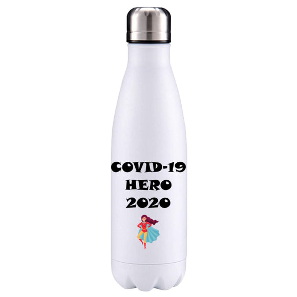 Covid 19 Superhero Female insulated metal bottle
