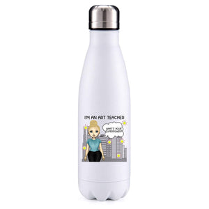 Art Teacher female blonde hair insulated metal bottle