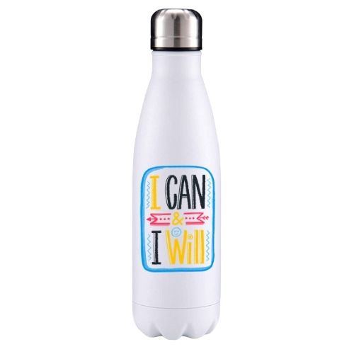 I can & I will motivational insulated metal bottle