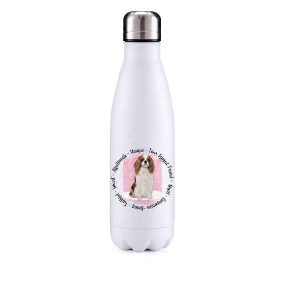 King Charles Cavalier Spaniel Brown Pink Insulated Metal Bottle