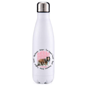 Shetland Sheepdog  (Sheltie) Fluffy pink insulated metal bottle