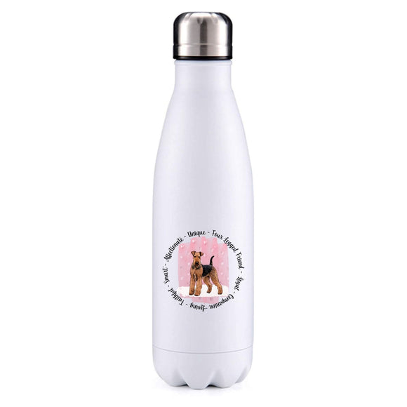 Airedale Terrier Pink insulated metal bottle