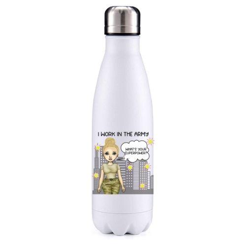 Army  female blond hair key worker insulated metal bottle