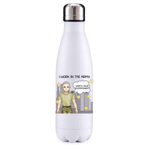 Army male grey hair key worker insulated metal bottle