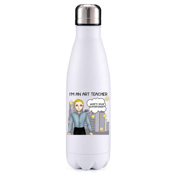 Art Teacher male blonde hair insulated metal bottle