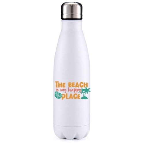 The Beach is my happy place summer inspired insulated metal bottle