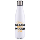 Beach more worry less beach inspired insulated metal bottle