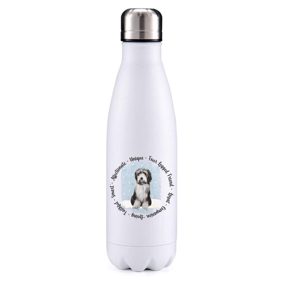Bearded Collie Black Blue insulated metal bottle