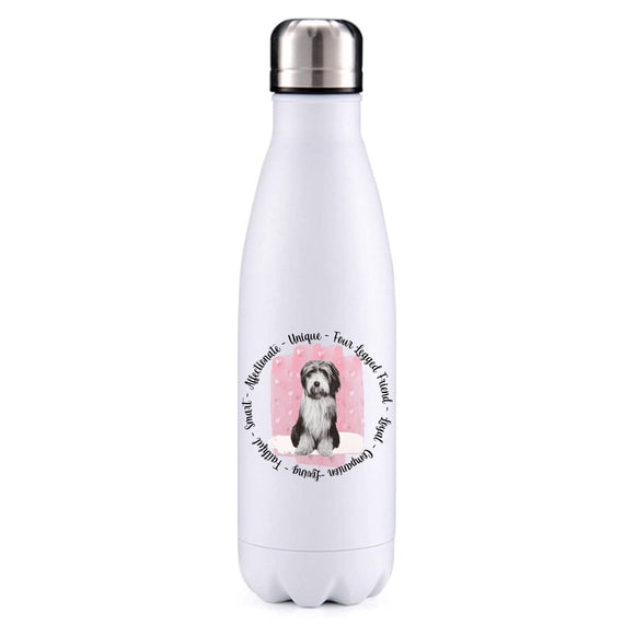 Bearded Collie Black Pink insulated metal bottle