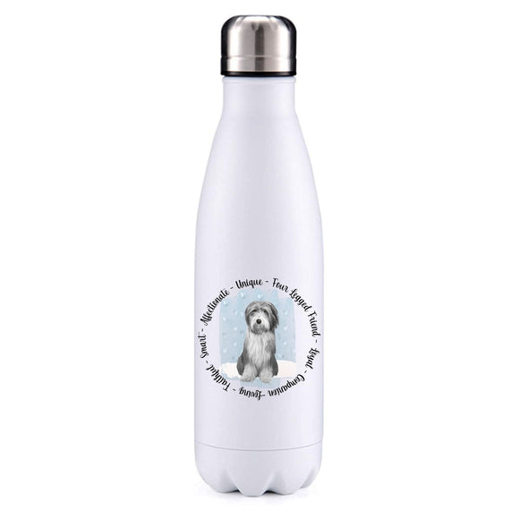 Bearded Collie Grey blue insulated bottle