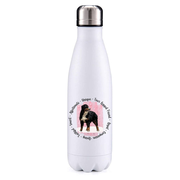 Bernese Mountain Dog pink insulated metal bottle