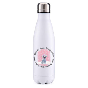 Bichon Frise pink insulated metal bottle