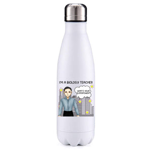 Biology Teacher male black hair insulated metal bottle