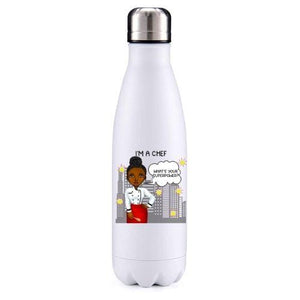 Chef  female dark skin key worker insulated metal bottle