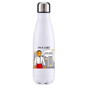 Chef  male tanned skin key worker insulated metal bottle