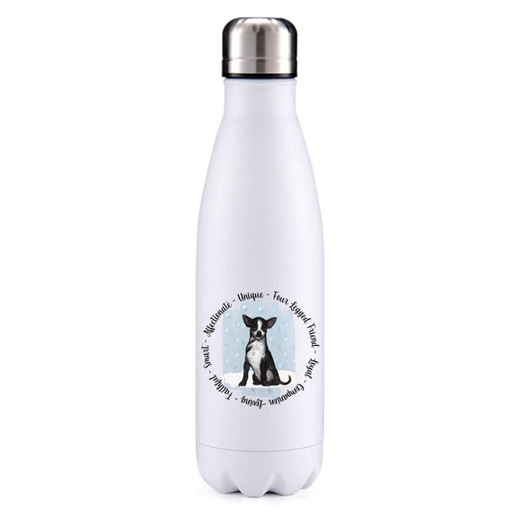 Chihuahua black blue insulated metal bottle