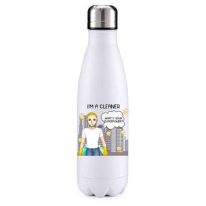 Cleaner  male blond hair key worker insulated metal bottle