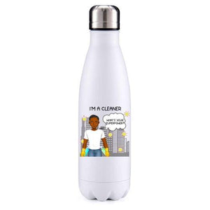 Cleaner  male dark skin key worker insulated metal bottle