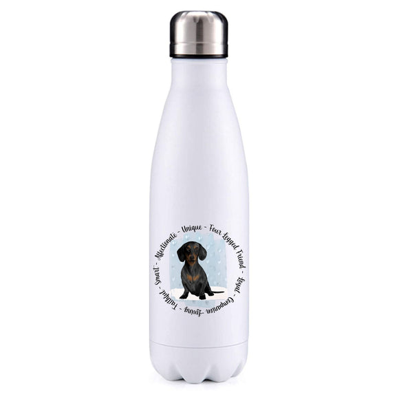 Dachshund black blue insulated metal bottle