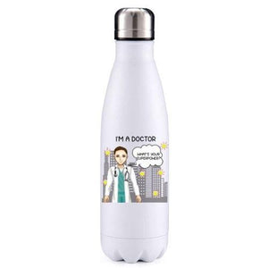 Doctor  male brown hair key worker insulated metal bottle