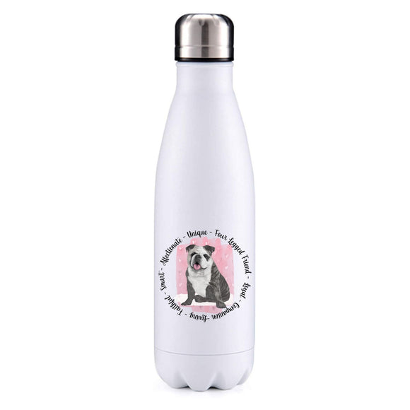 English Bulldog grey pink insulated metal bottle