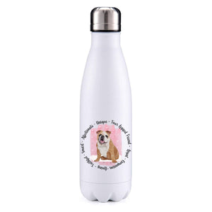 English bulldog sand pink insulated metal bottle