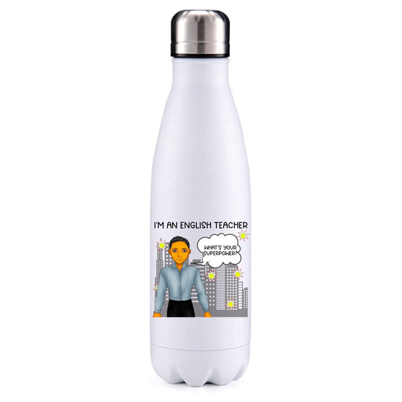 English Teacher male tanned skin insulated metal bottle