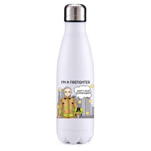 Firefighter male Grey key worker insulated metal bottle