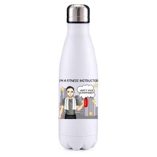 Fitness Instructor male black hair key worker insulated metal bottle