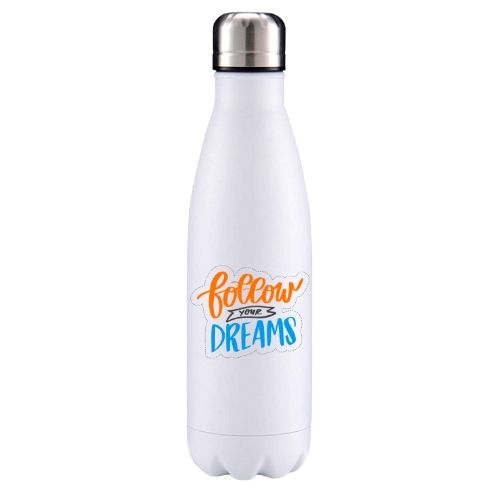 Follow your dreams motivational insulated metal bottle