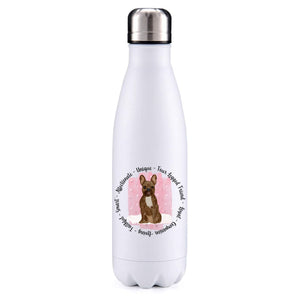 French bulldog brown pink insulated metal bottle