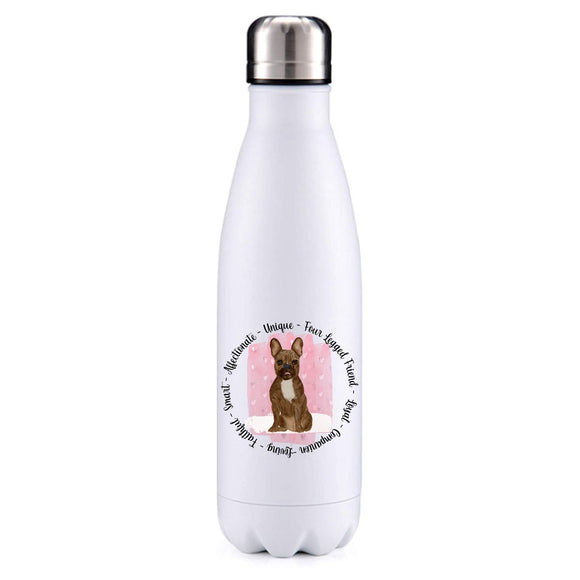 French bulldog brown pink insulated metal bottle