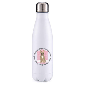 French bulldog grey pink insulated metal bottle