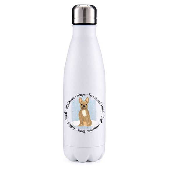 French bulldog sand blue insulated metal bottle