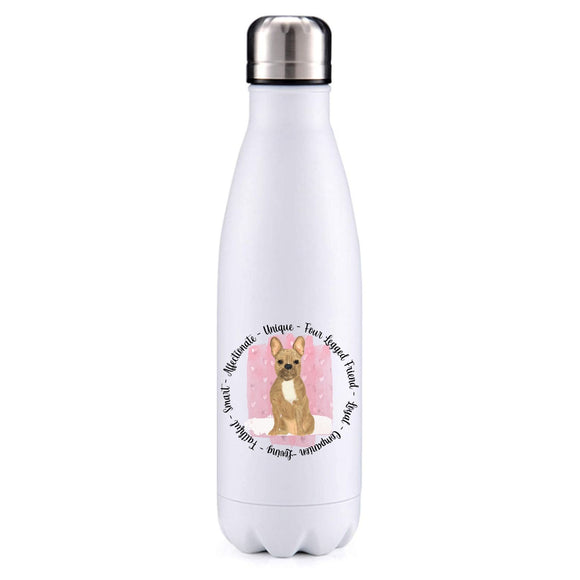 French bulldog sand pink insulated metal bottle