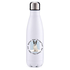 French bulldog white blue insulated metal bottle