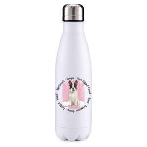 French bulldog white pink insulated metal bottle