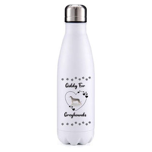 Giddy for Greyhounds dog obsession insulated metal bottle