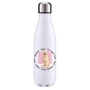 Golden Retriever blonde pink insulated metal bottle