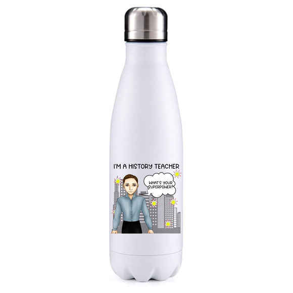 History Teacher male brown hair insulated metal bottle