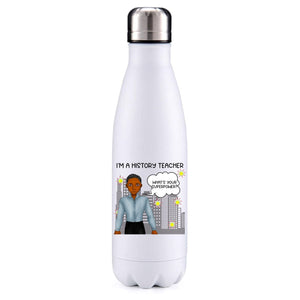 History Teacher male dark skin insulated metal bottle