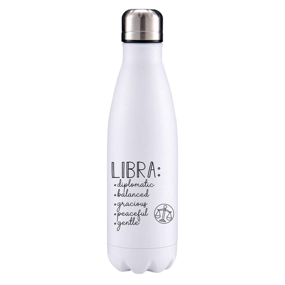 Libra zodiac sign insulated metal bottle